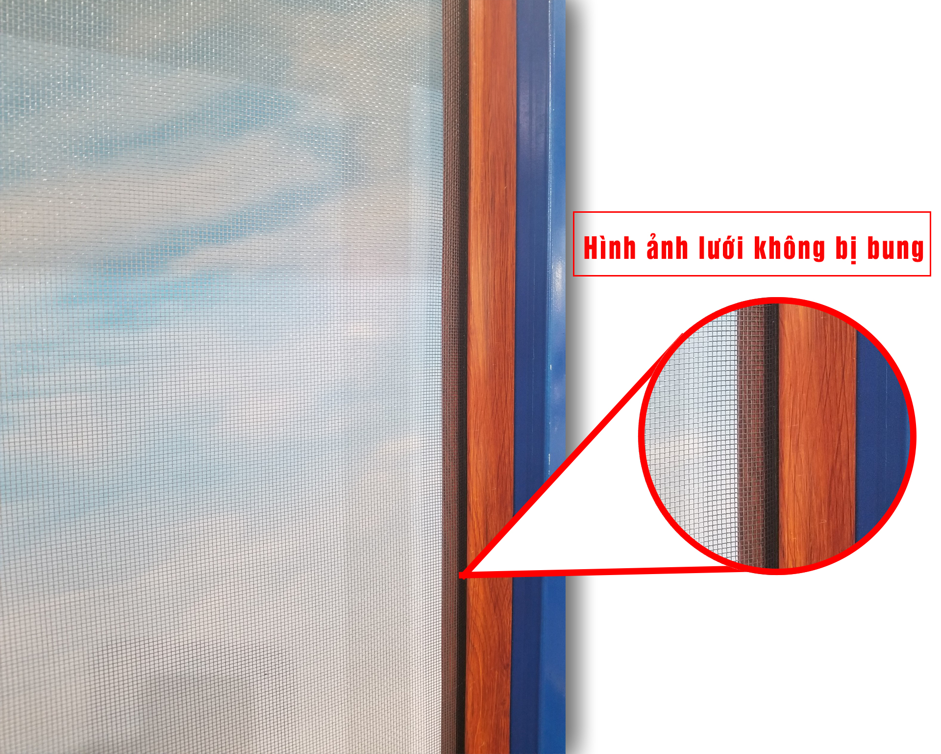 có dải PET may mép của cửa lưới chống muỗi tự cuốn